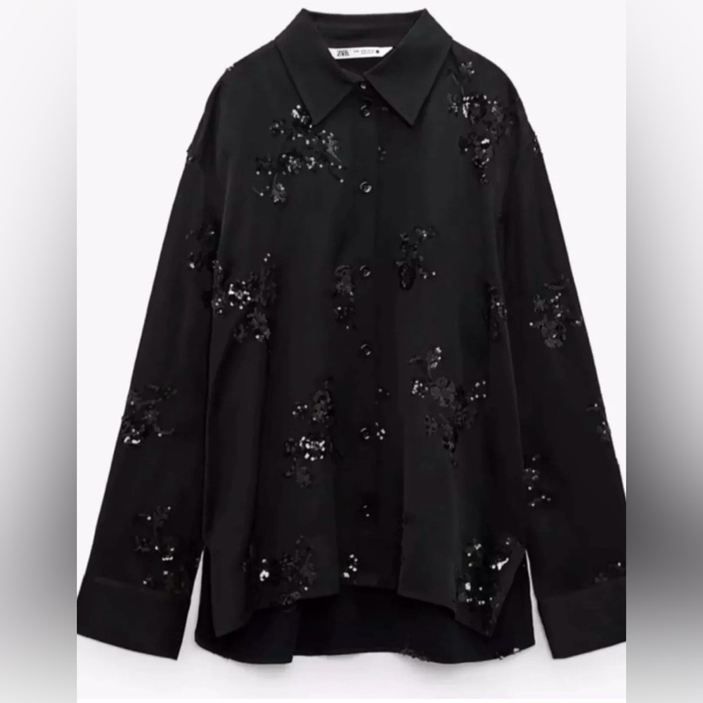Zara Black Embellished Satin Jumpsuit - Picture 5 of 16